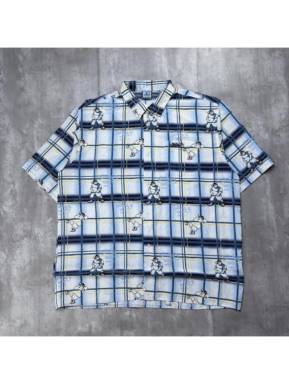 Y2K Blue Southpole Grunge Skater Gothic Button Up Shirt